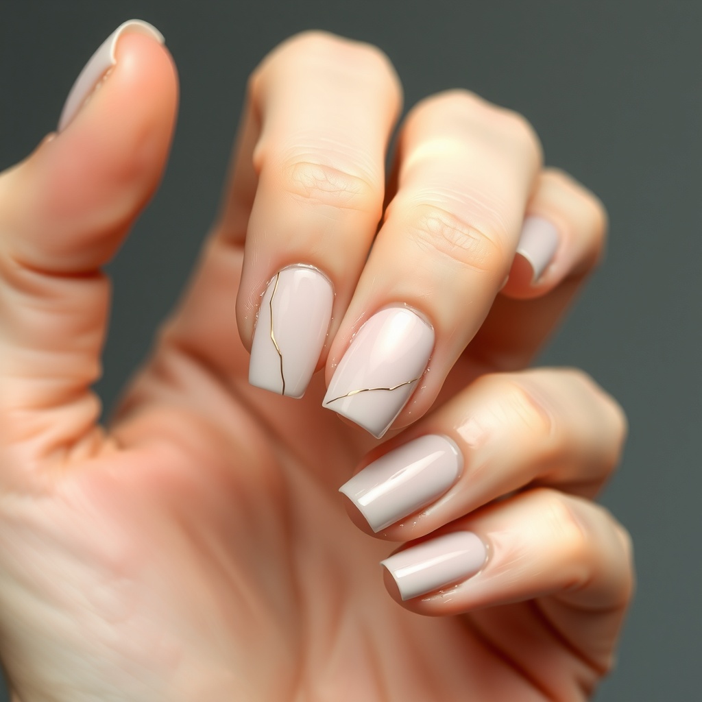 Minimalist nude with thin gold lines, square