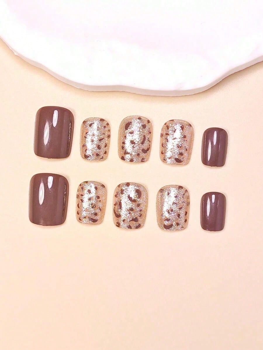 Caramel Leopard Short Square Press-On Nails - thumbnail 3