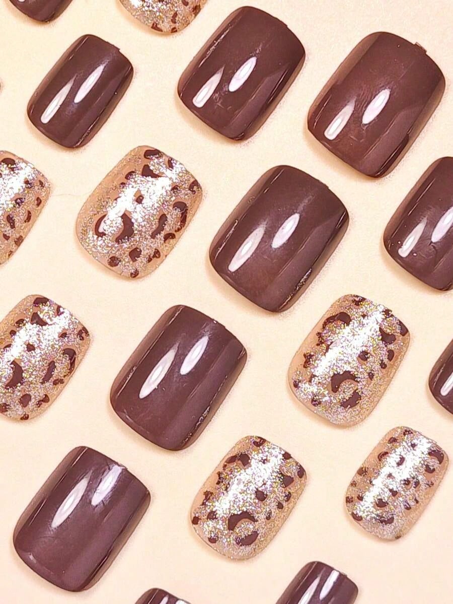 Caramel Leopard Short Square Press-On Nails - thumbnail 5