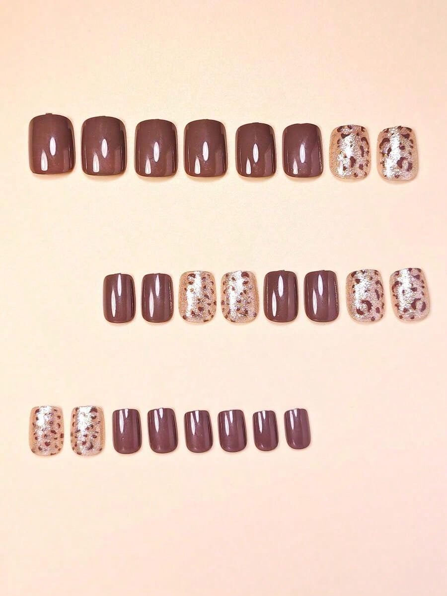 Caramel Leopard Short Square Press-On Nails - thumbnail 6