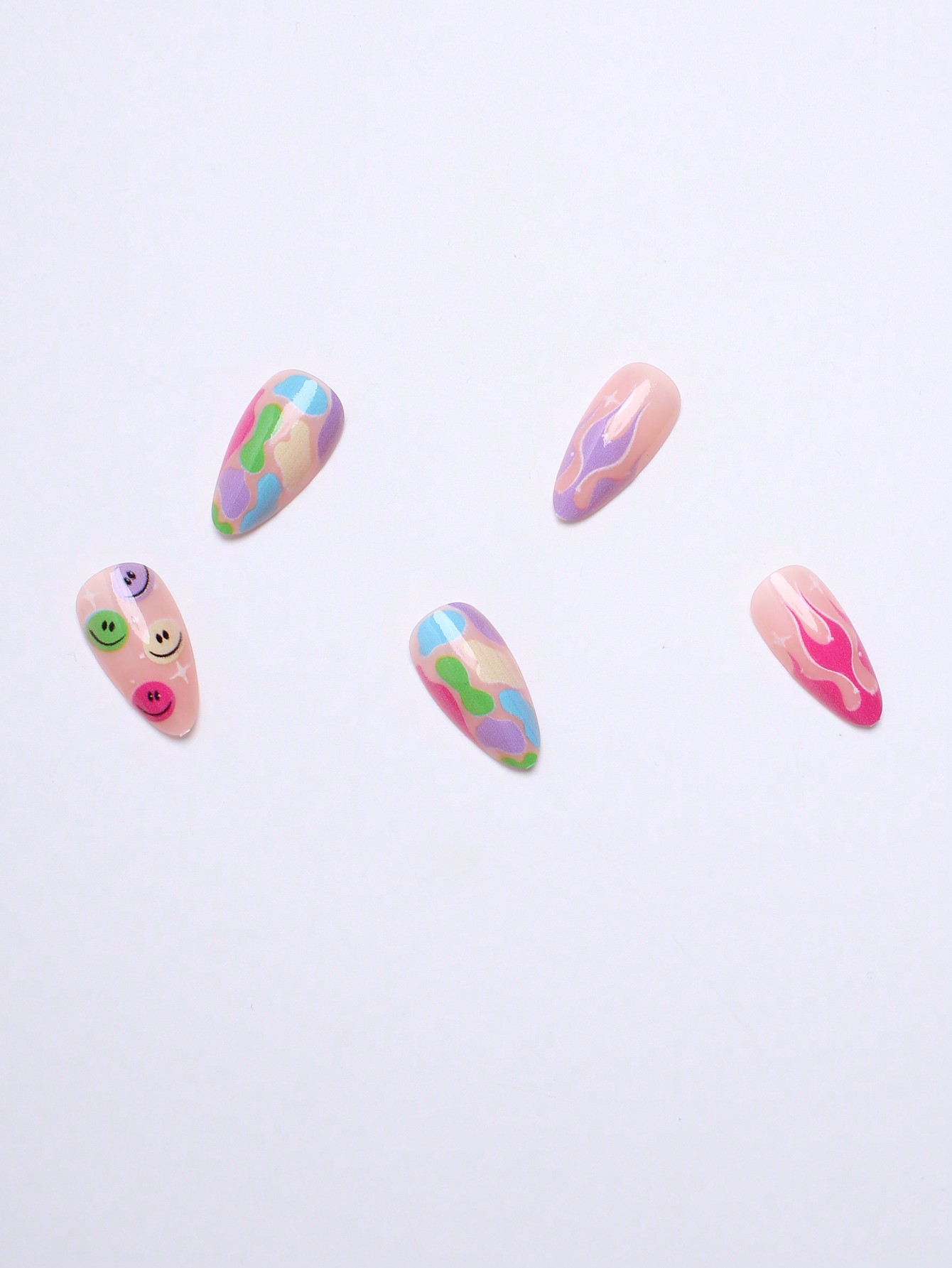 Flame & Smile Face Press-On Nails - thumbnail 3