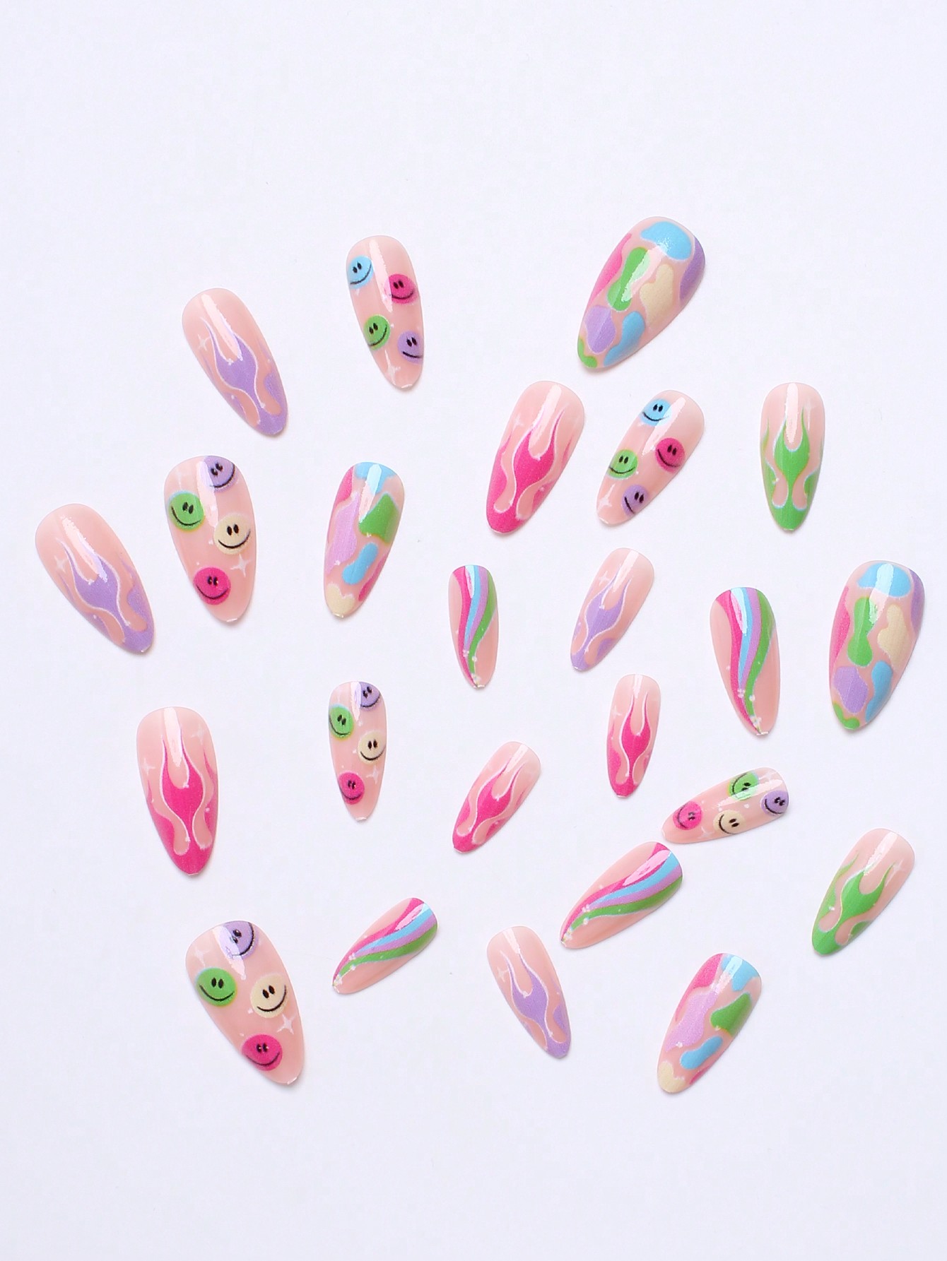 Flame & Smile Face Press-On Nails - thumbnail 4