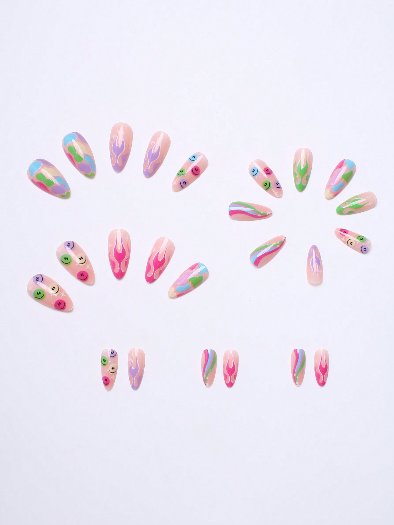 Flame & Smile Face Press-On Nails - thumbnail 5