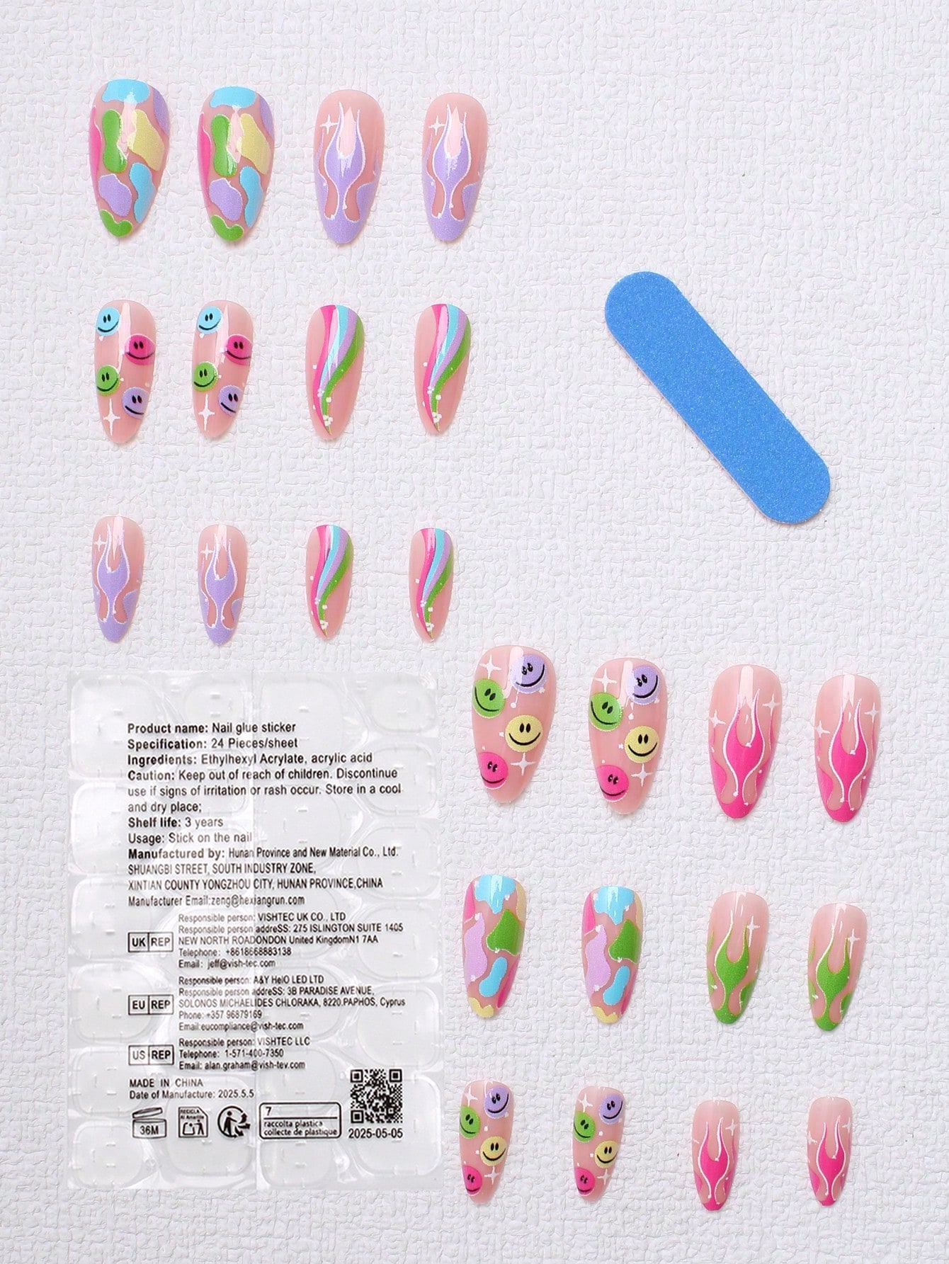 Flame & Smile Face Press-On Nails - thumbnail 6