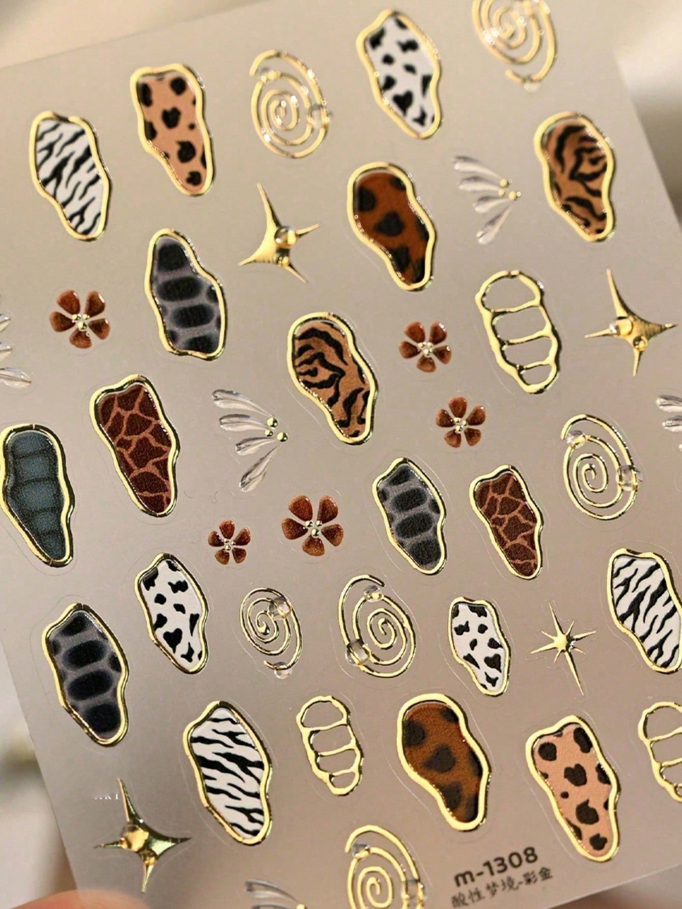 French Leopard Butterfly Nail Stickers