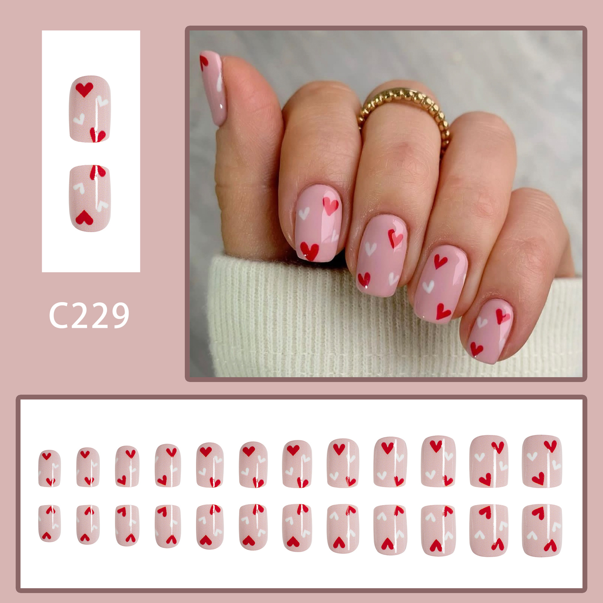 Heart French Press-On Nails - thumbnail 3