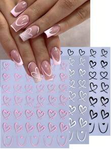 3D Black White Pink Heart Stickers - view 1