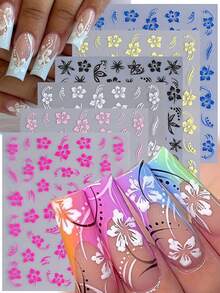 3D Hawaiian Hibiscus Nail Stickers - view 1