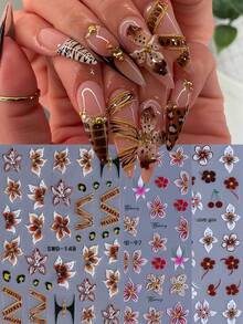 3D Leopard Hibiscus Nail Stickers - view 1