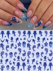 3D Ocean Blue Nail Stickers - view 1