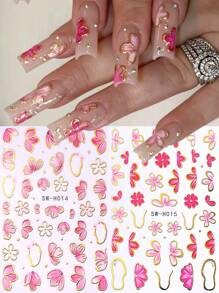 3D Pink Lotus Flower Nail Stickers - view 1