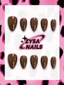 Chocolate Brown Short Almond Press-On Nails - view 1