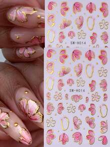 Pink Flower Petal 3D Nail Stickers - view 1