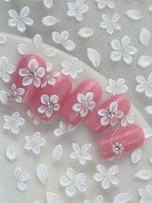 Pure White Crystal Flower Nail Decals - view 1